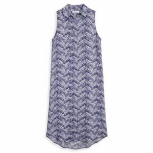 Equipment Femme Tropical Leaf Silk Button Up Shirt Dress Purple Floral Medium